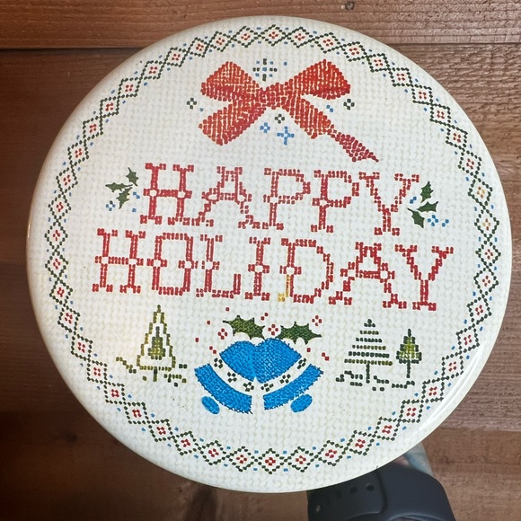 Vintage Christmas Cookie Fancy Tin set of 2 Happy Holiday German - Picture 3 of 4